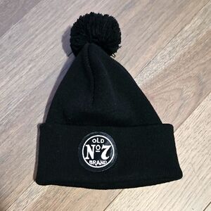 Jack Daniels Old No. 7 Black Knit Beanie with Pom-Pom